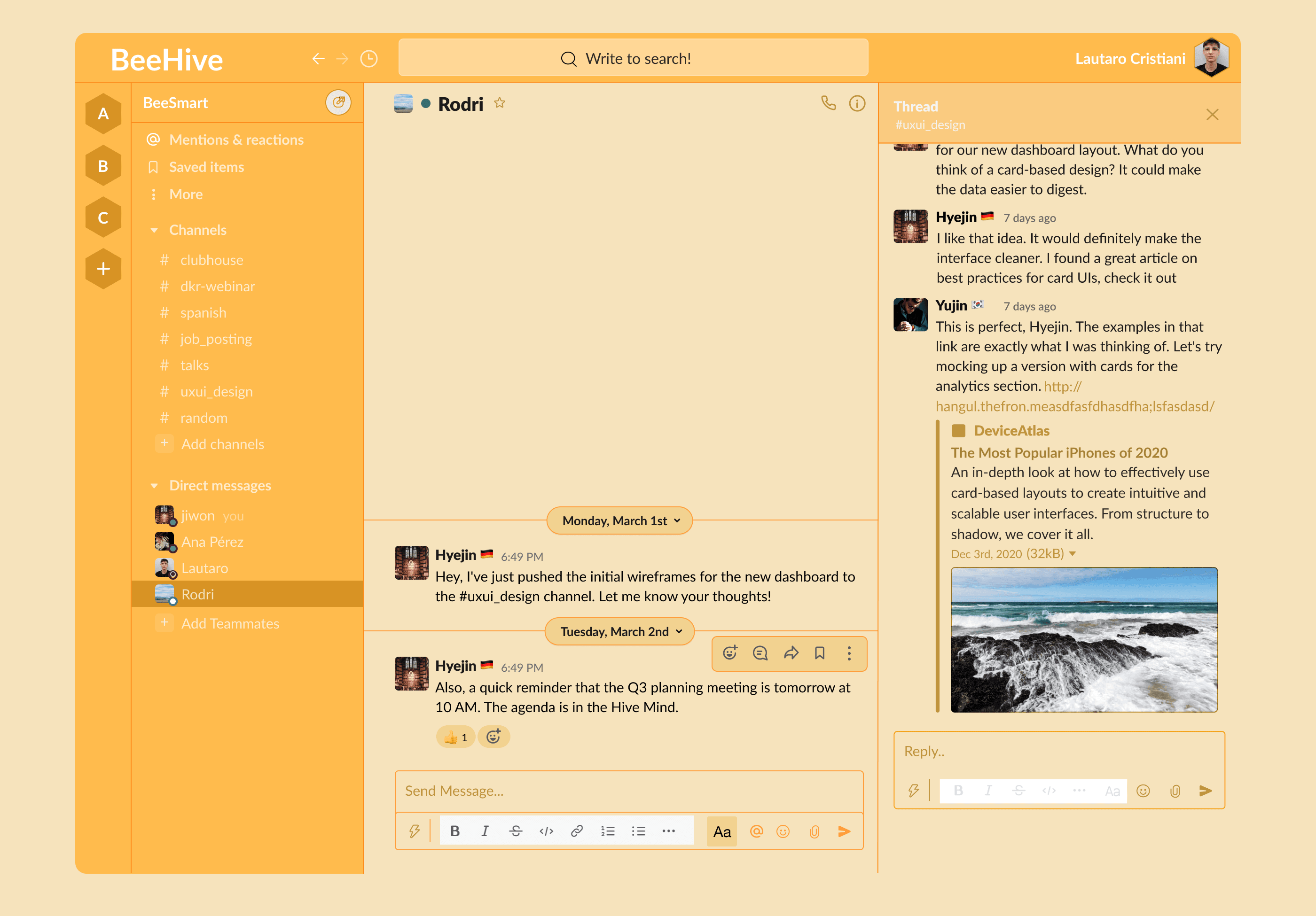 Beehive App Mockup